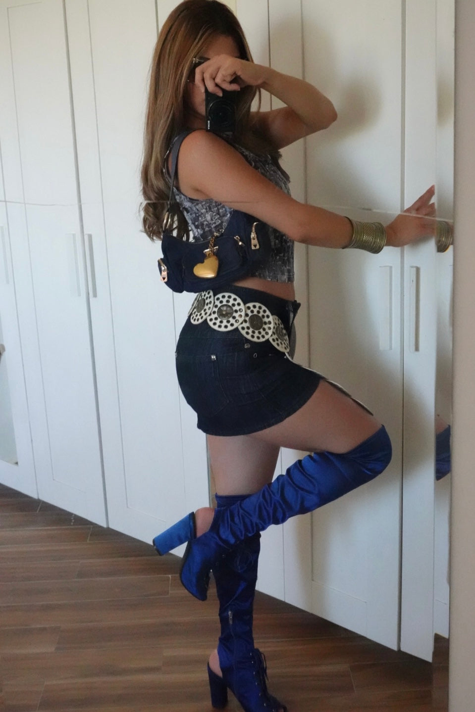 Guess satin knee high boot like heels