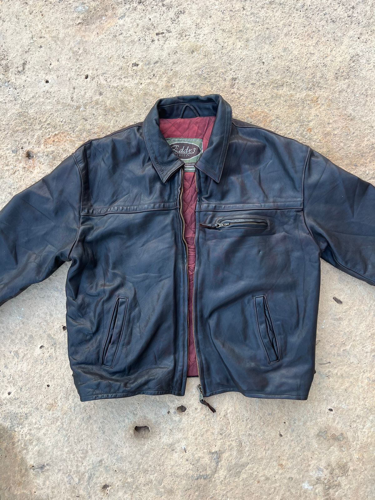 Eddy's leather and denim jacket