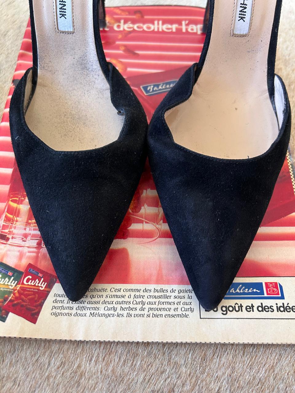 Manolo Blahnik suede pointy heels