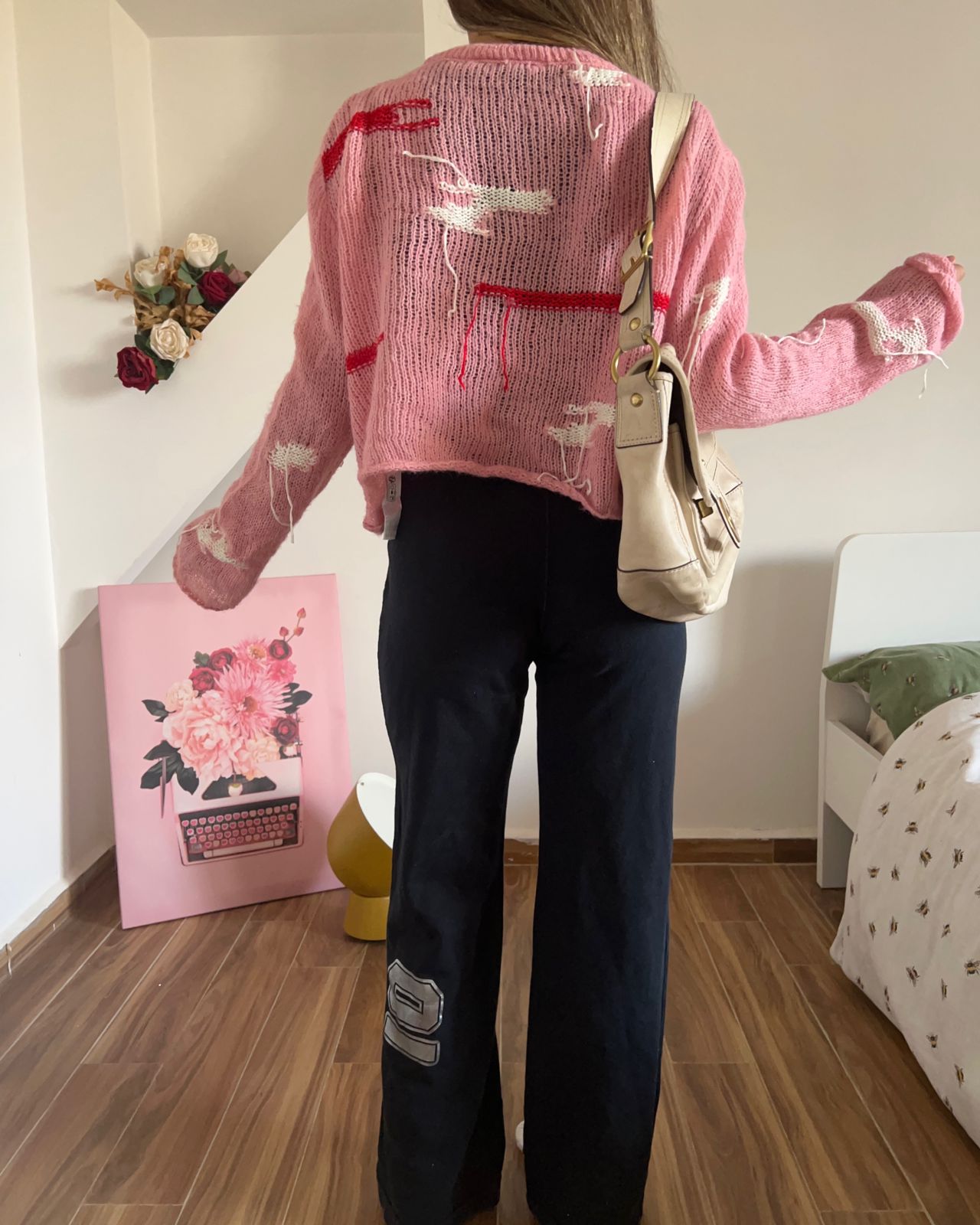 Zara pink crochet button up cardigan