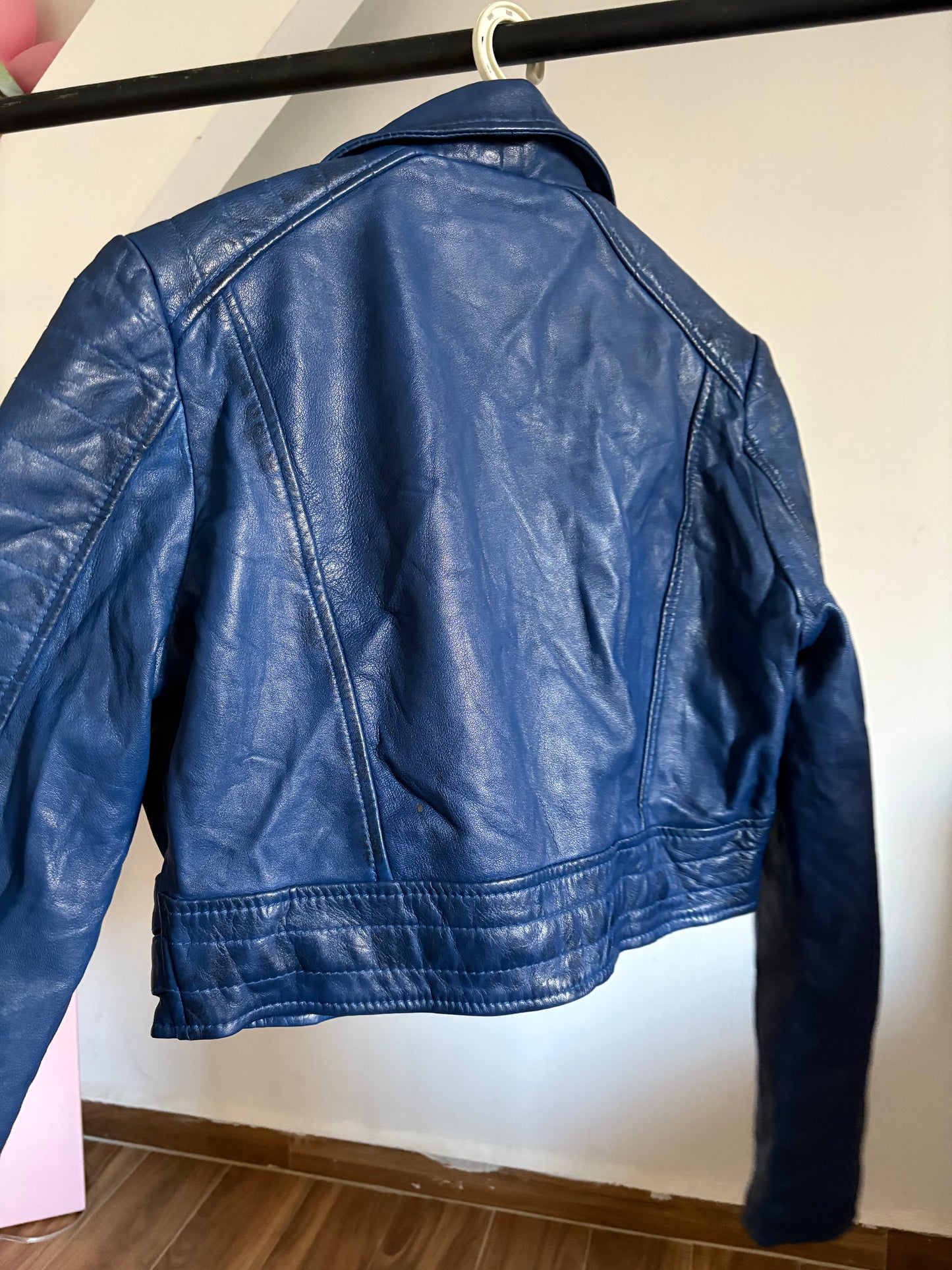 Leather cropped jacket