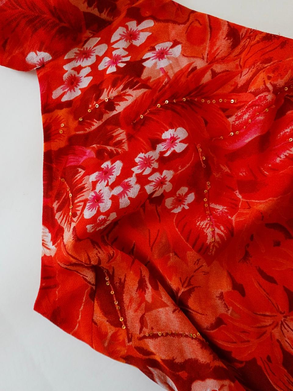 Sequined halter floral maxi dress with slits on the side