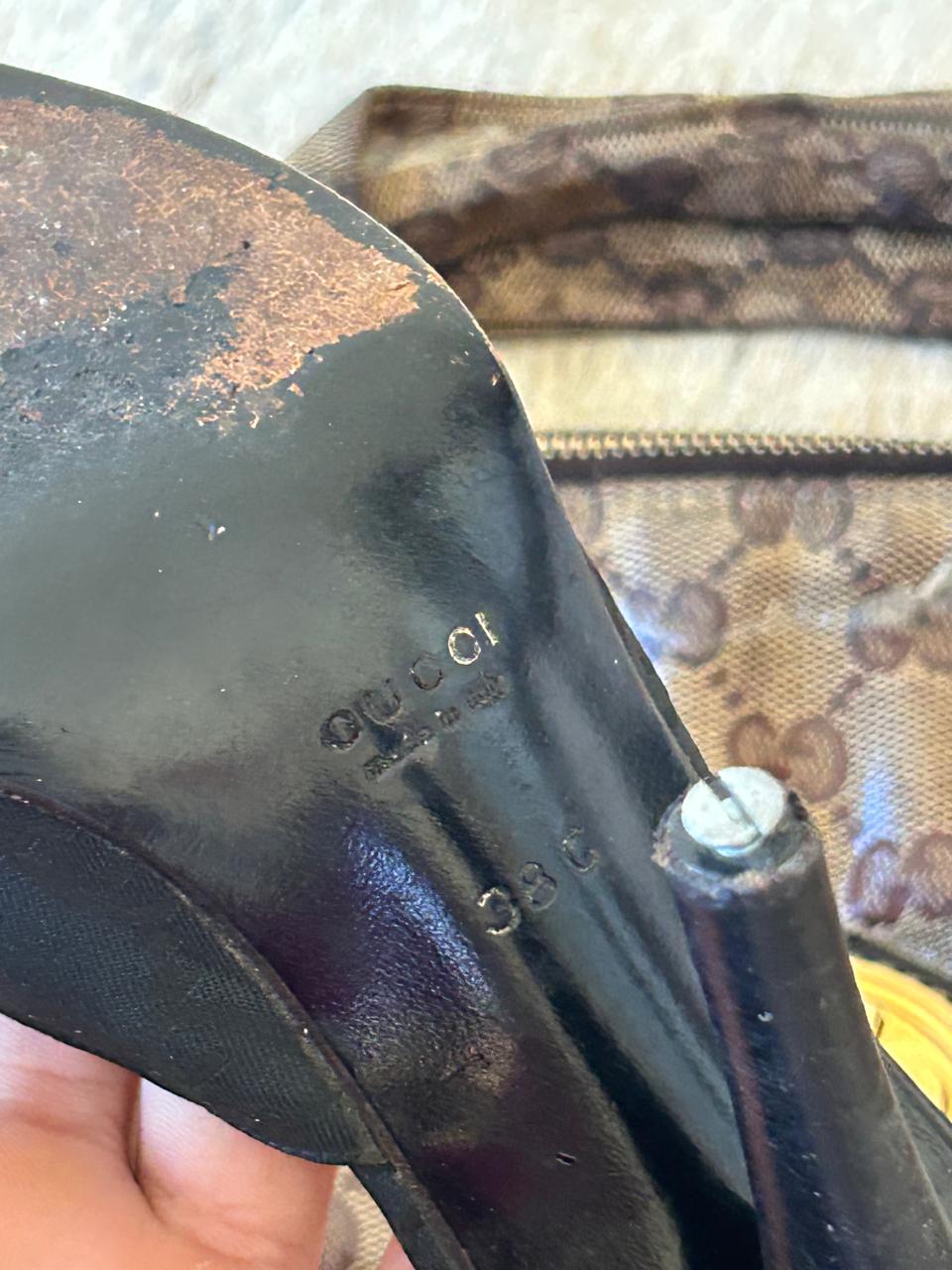 Gucci monogram heeled mules