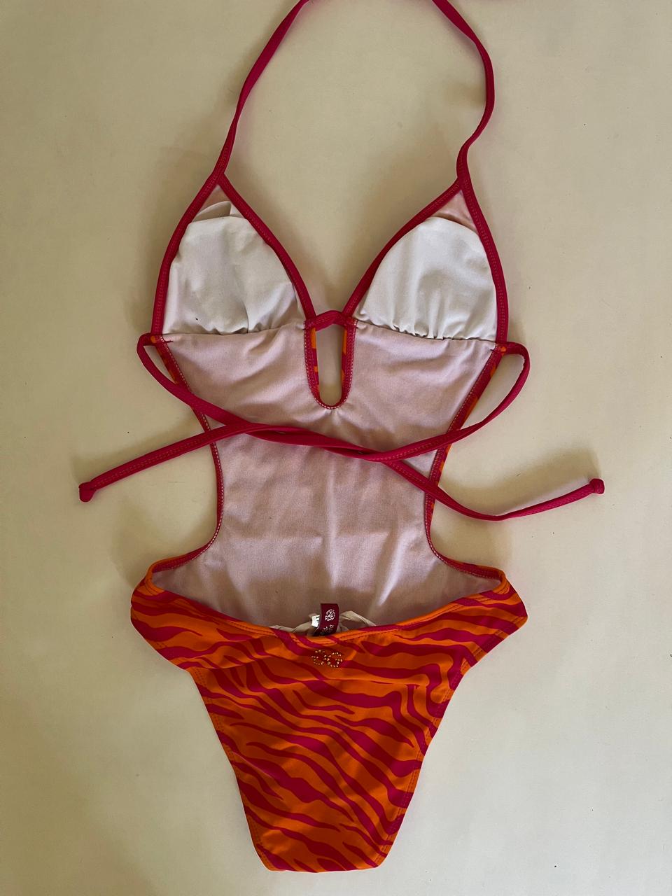 Guess y2k animal print backless one piece swimsuit