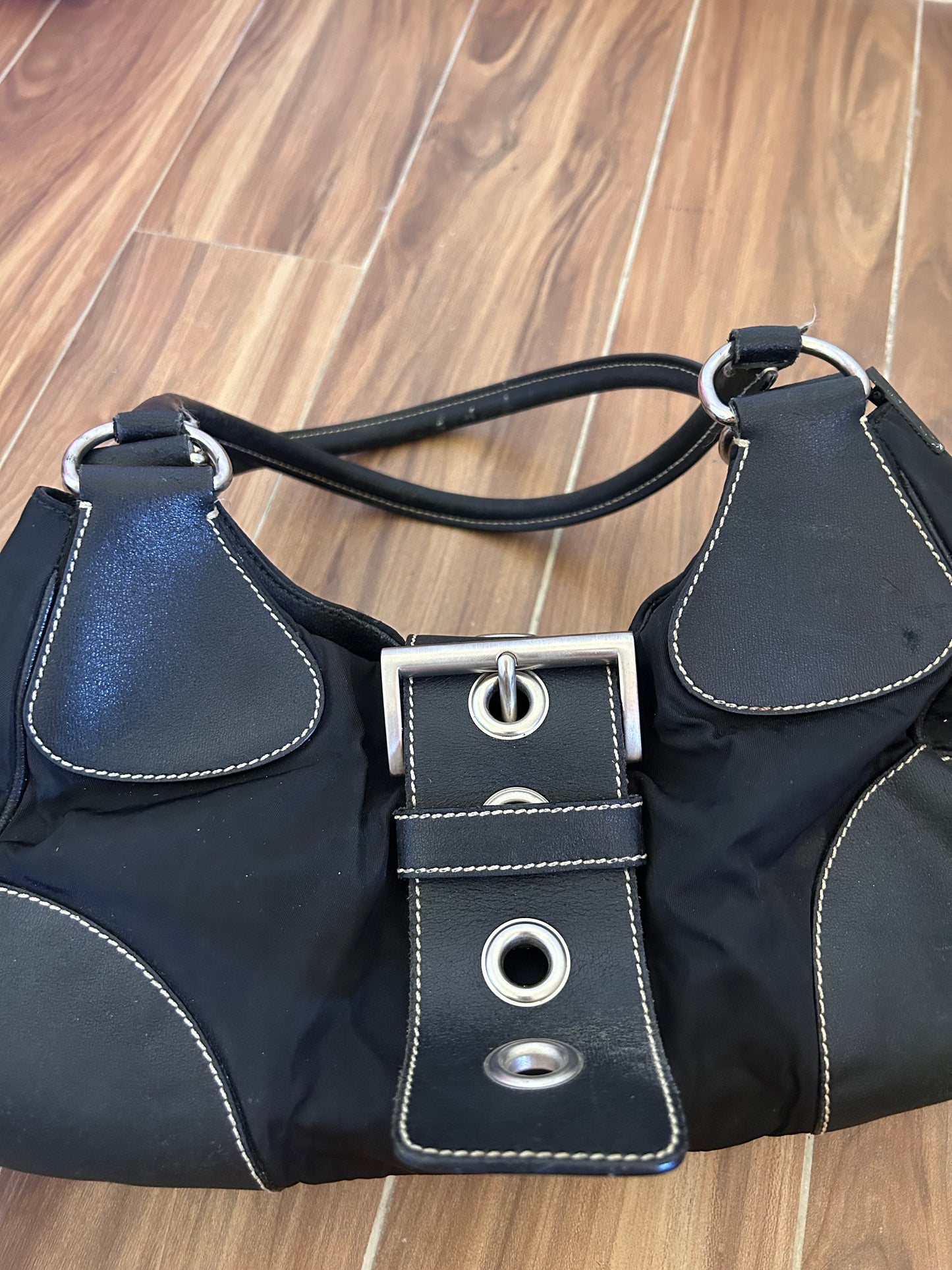 Prada Vintage nylon and leather moon bag