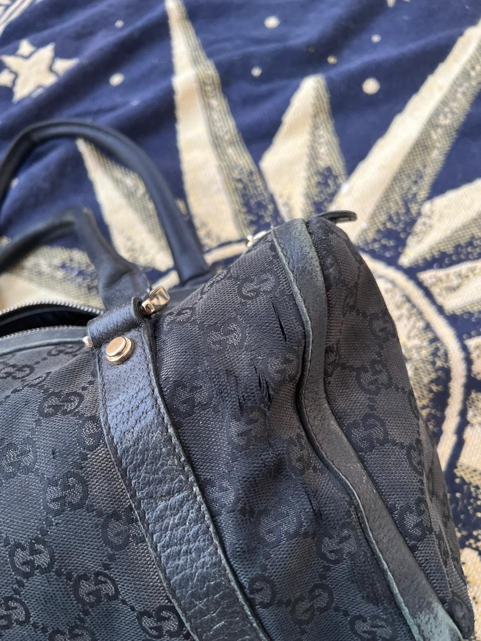 Gucci 130942 black GG canvas handbag