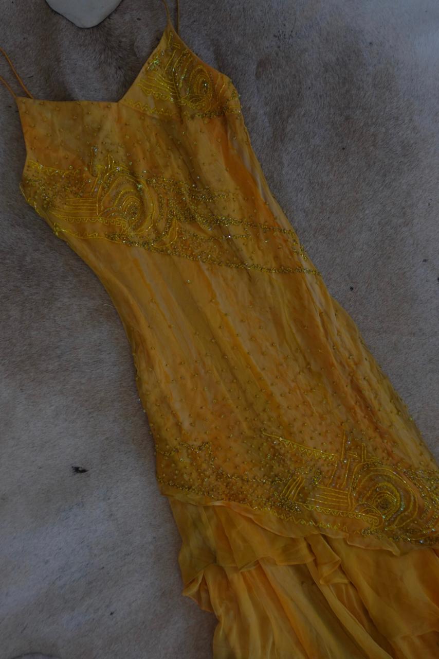 Vintage 2000s beaded ruffled dress