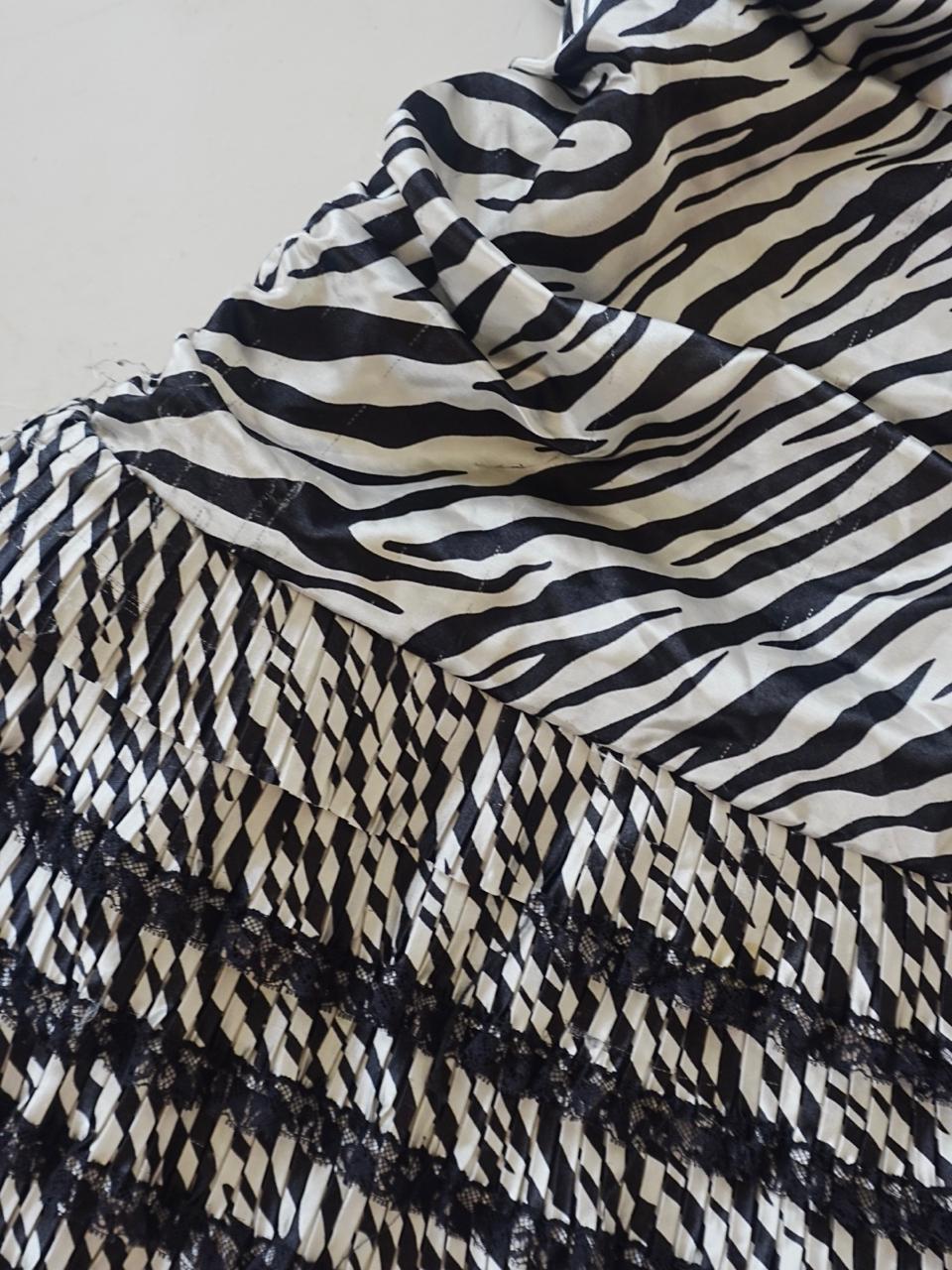 Zebra print y2k ruffled mini strapless dress
