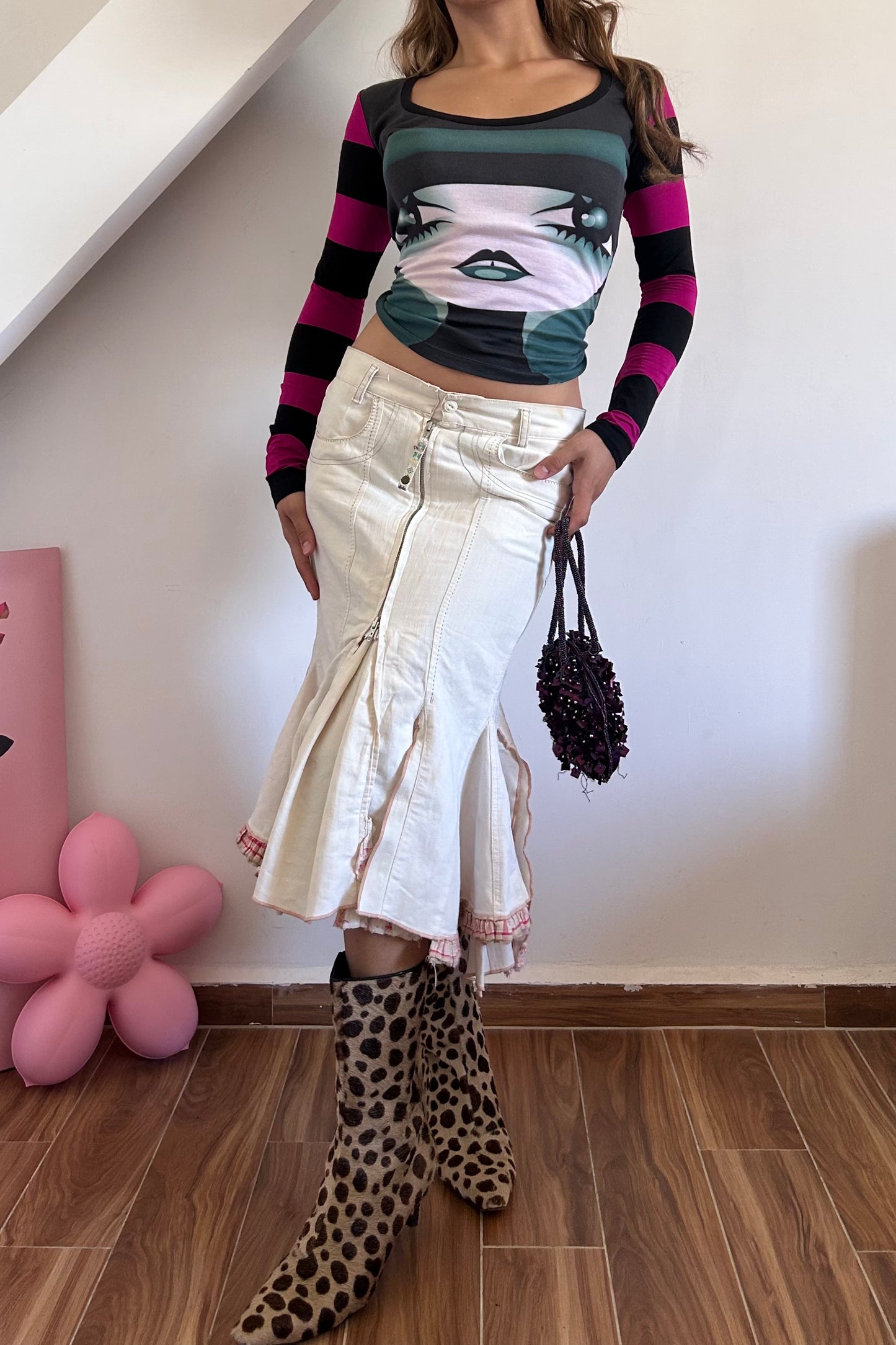 Bubble cargo midi zip up skirt