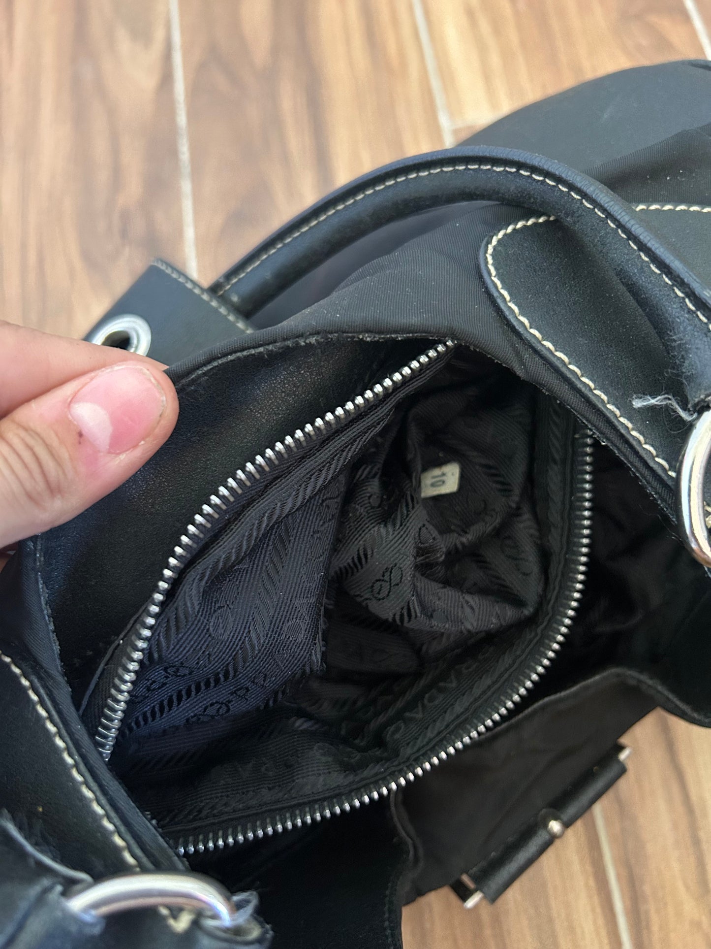 Prada Vintage nylon and leather moon bag
