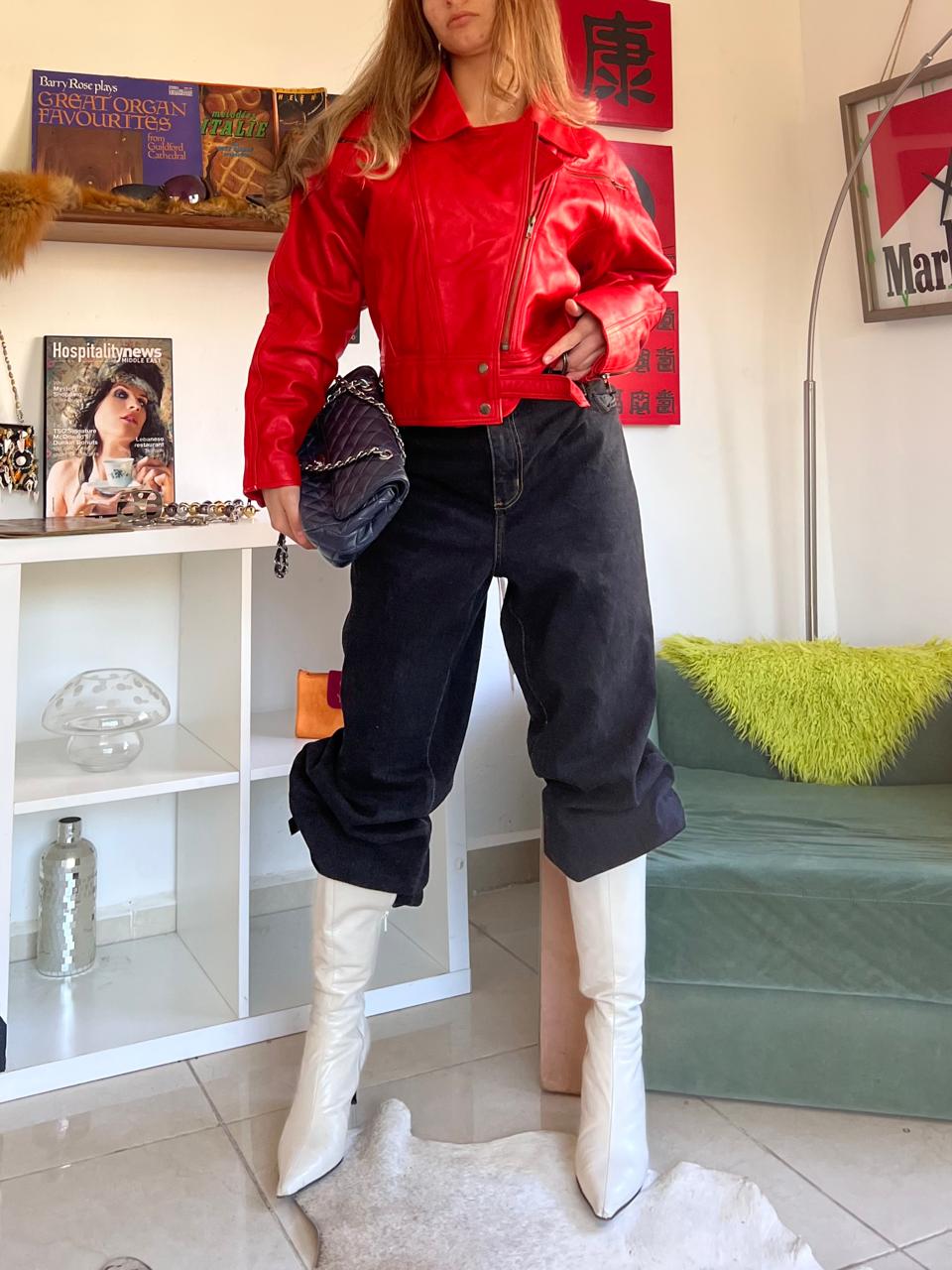 Red leather jacket