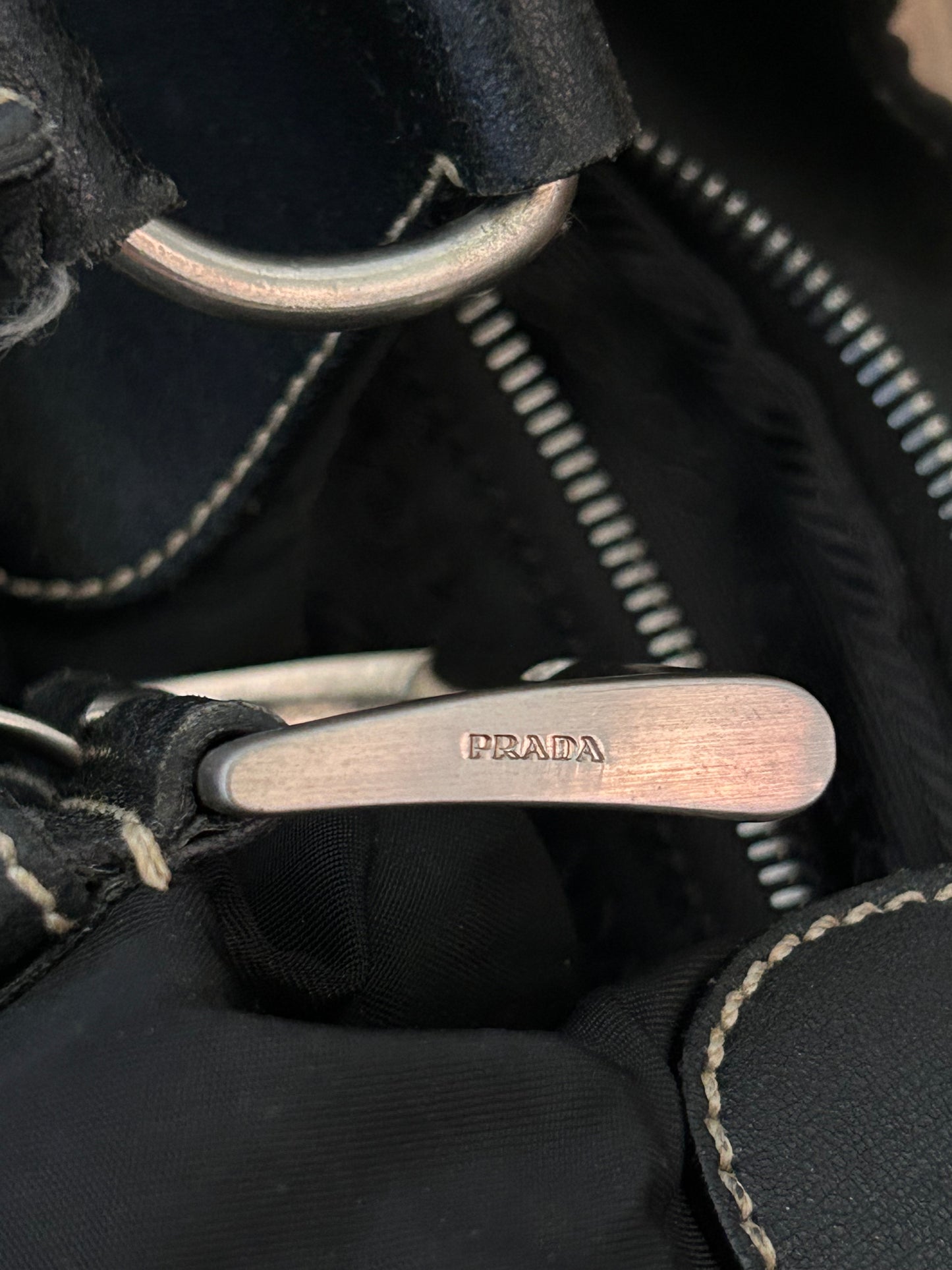 Prada Vintage nylon and leather moon bag