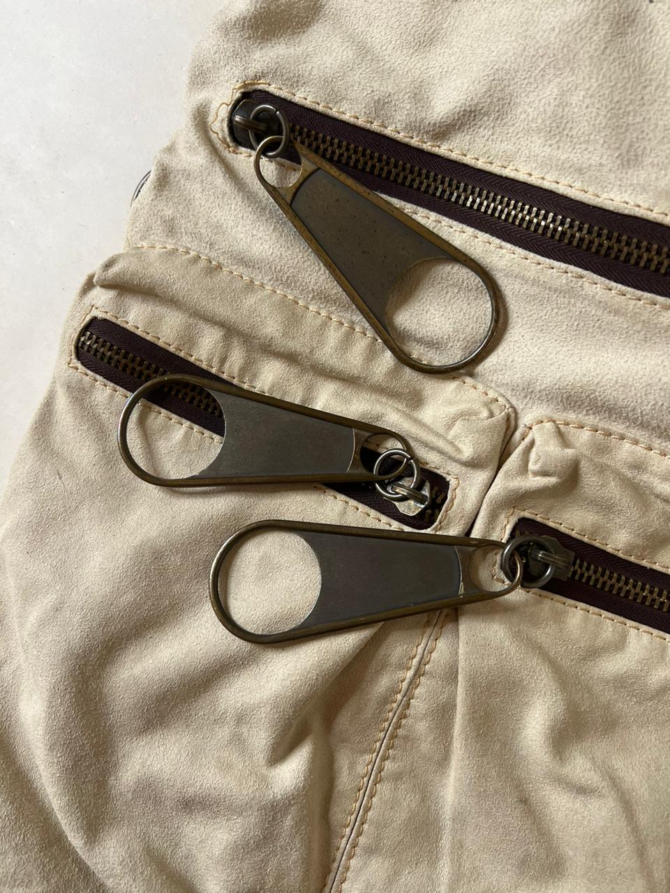 Suede big zippers shoulder/hand bagg