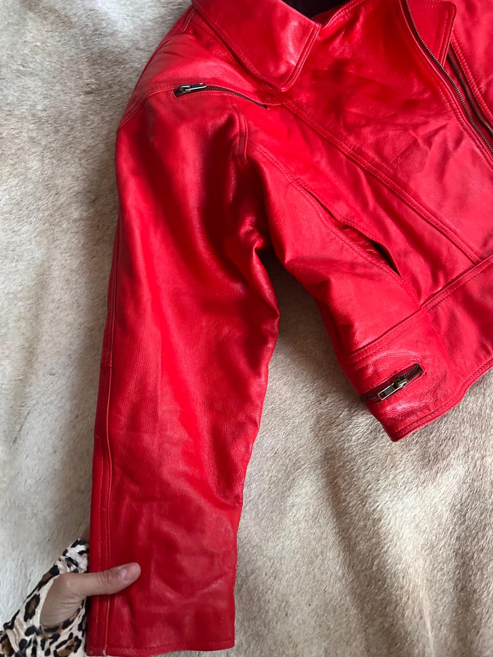 Red leather jacket