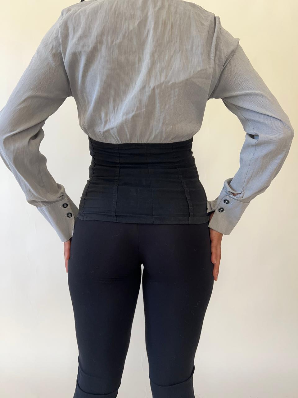 button up ruffled corset like blouse