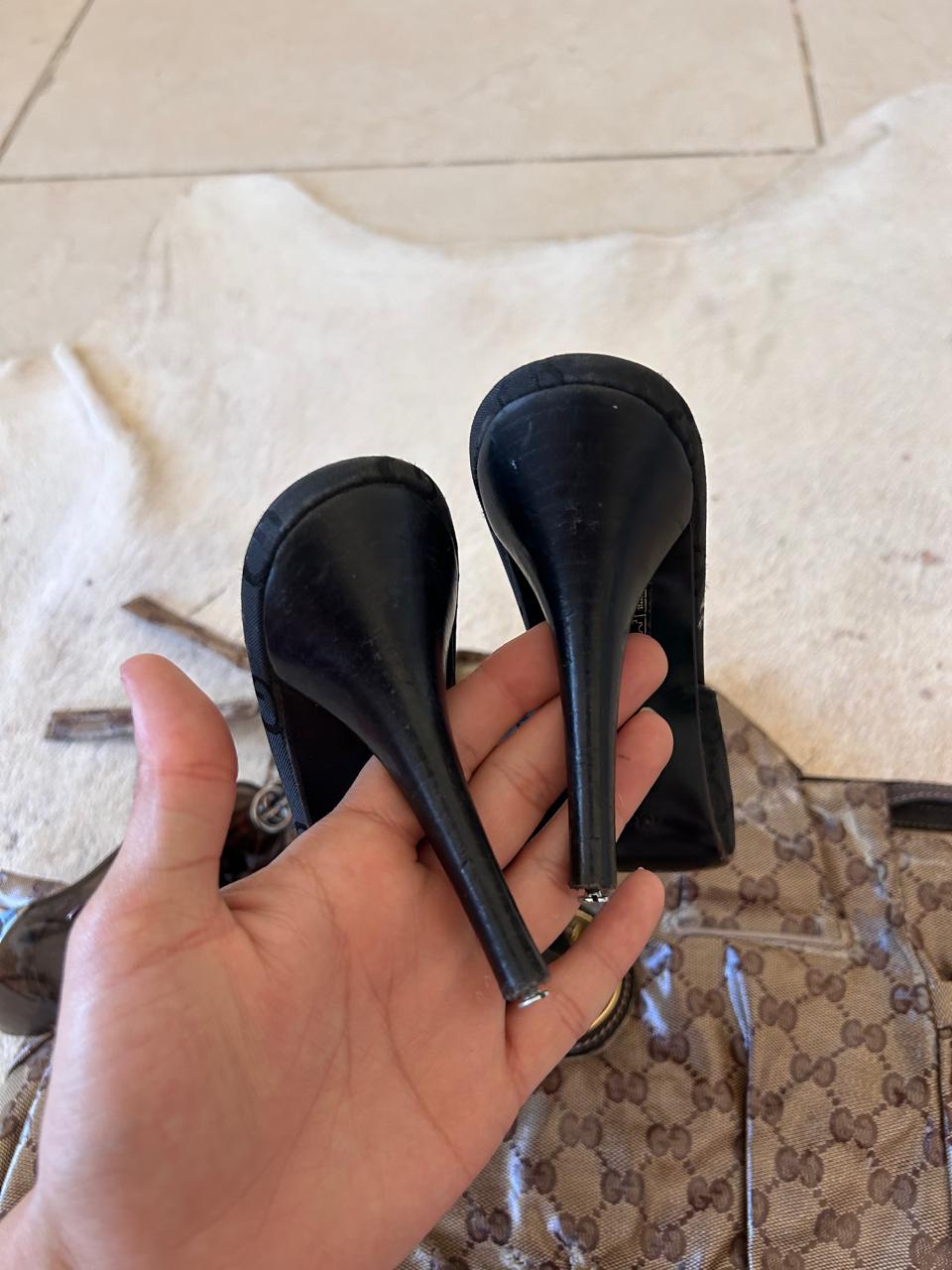 Gucci monogram heeled mules