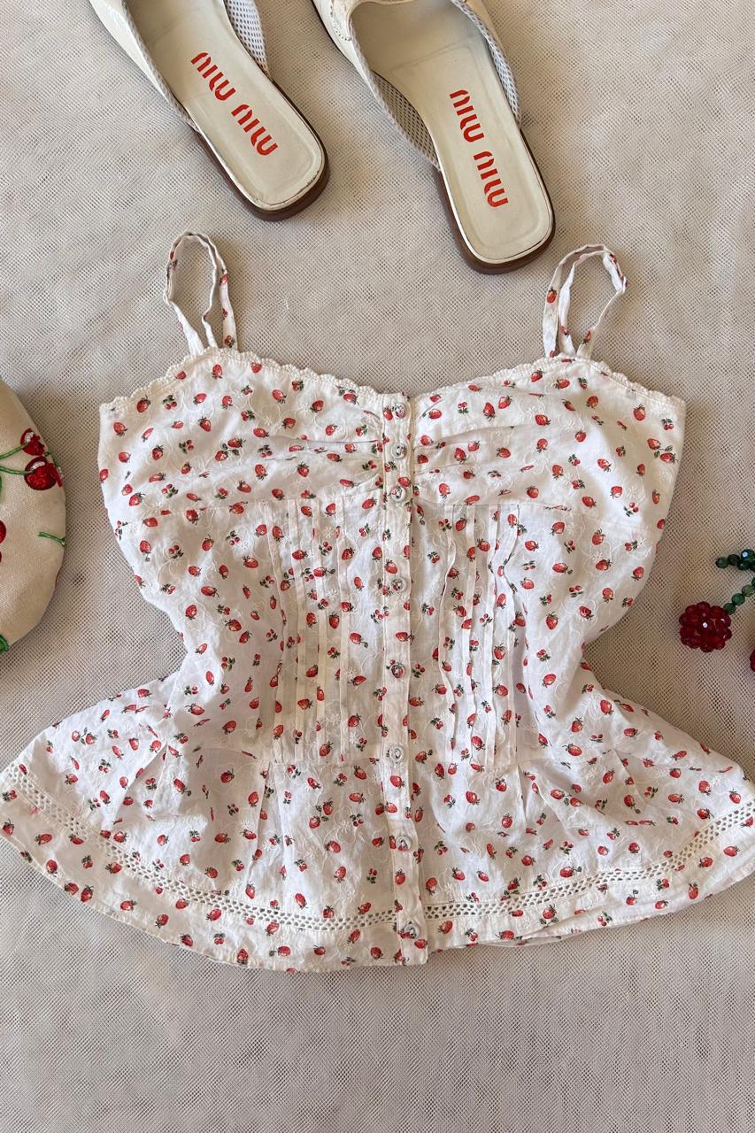 Coquette linen button up top