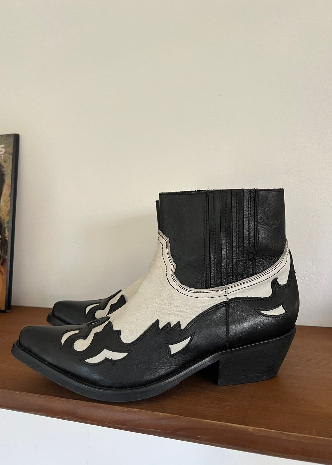 Western leather ankle boots