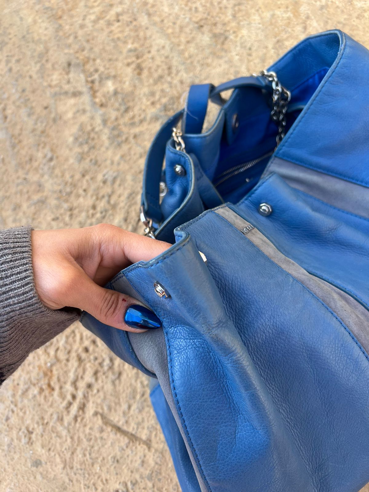 Diesel leather blue big bag