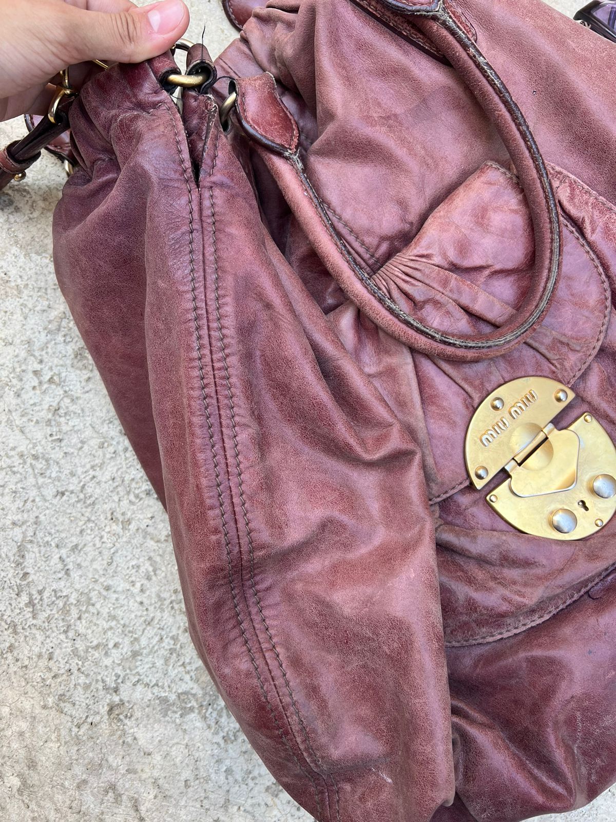 Miu Miu leather vintage Vitello lux front pocket bag