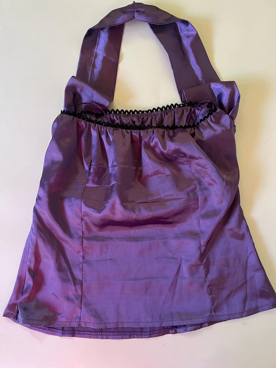 Satin purple halter top