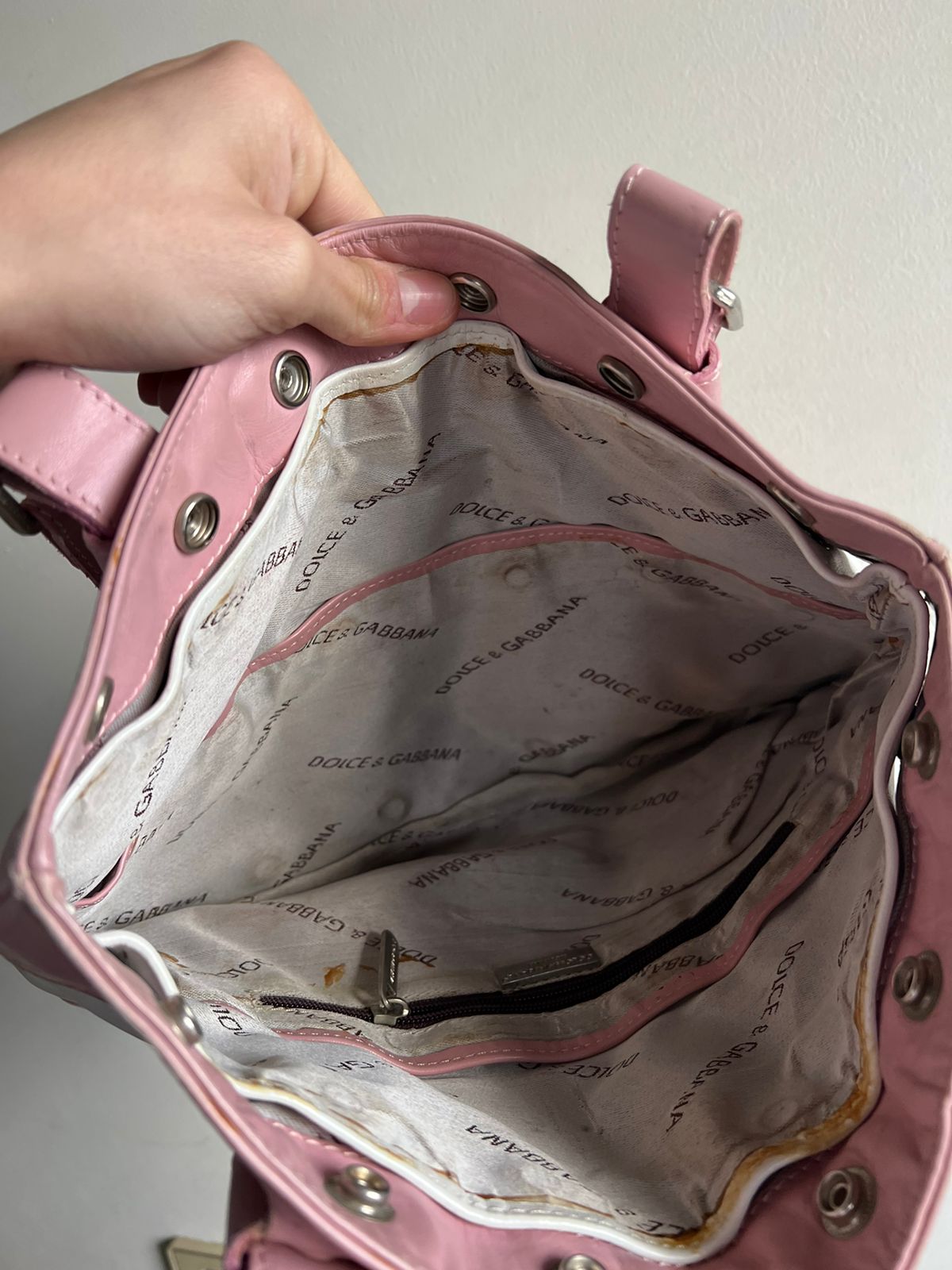 Dolce & Gabbana 90s stripped leather bag