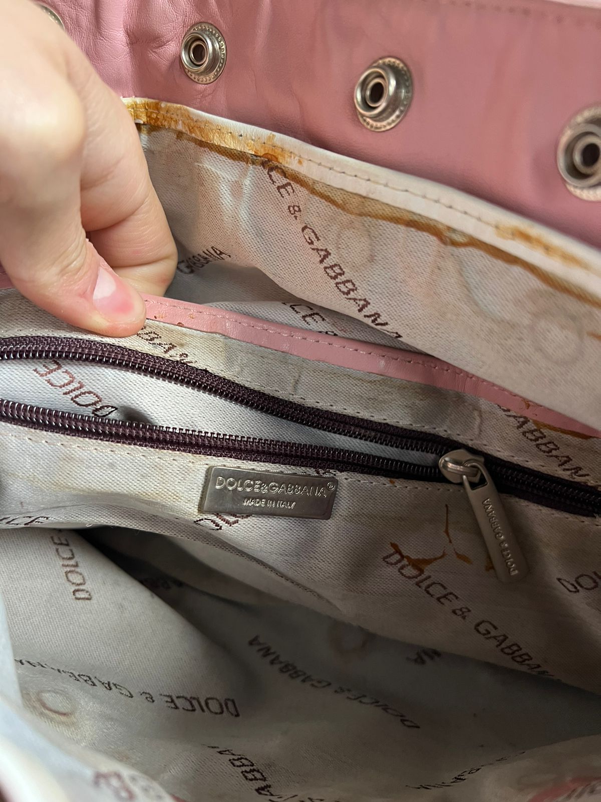 Dolce & Gabbana 90s stripped leather bag