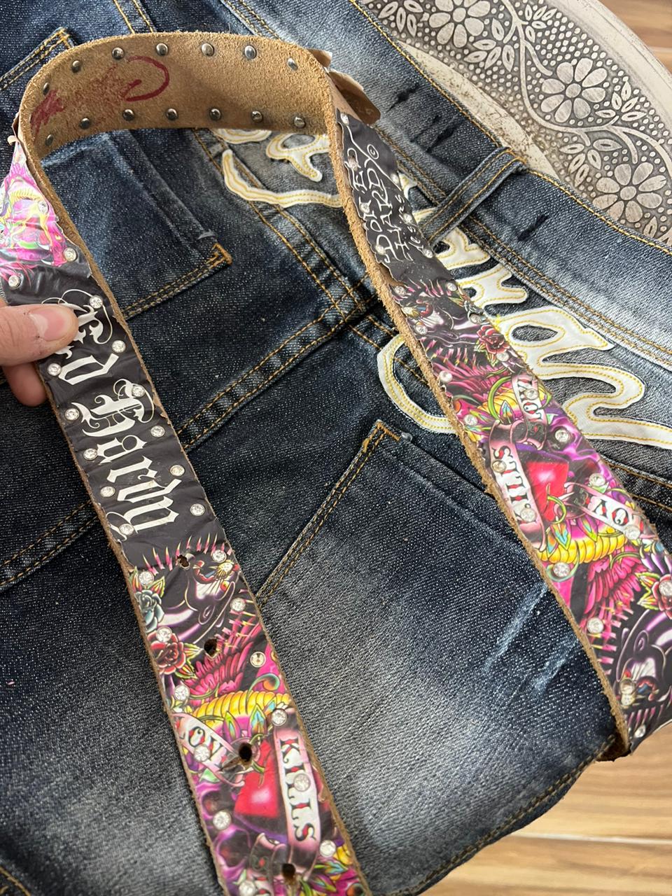 Ed Hardy y2k graphic belt