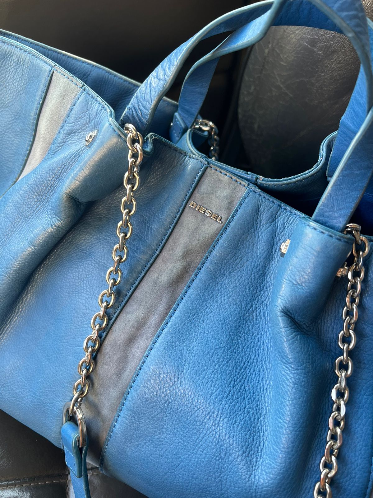 Diesel leather blue big bag