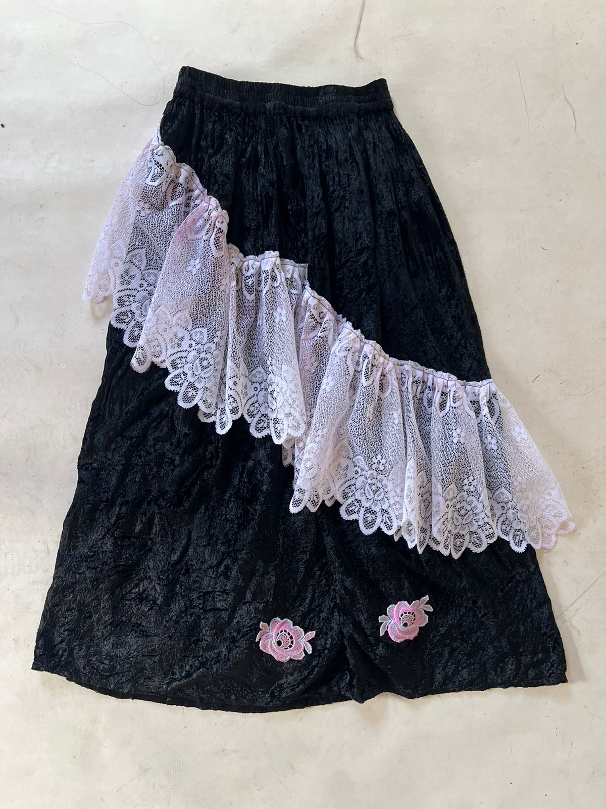 Velvet lace maxi skirt