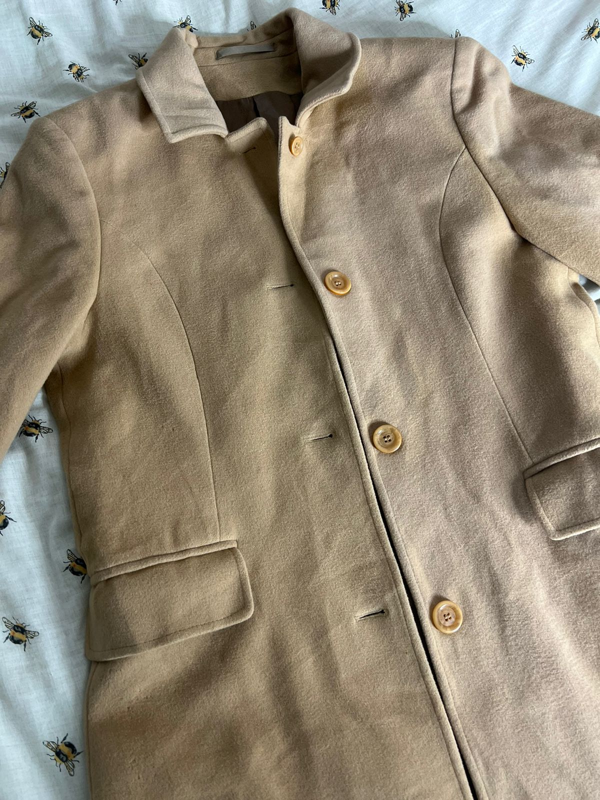 Camel brown long wool coat