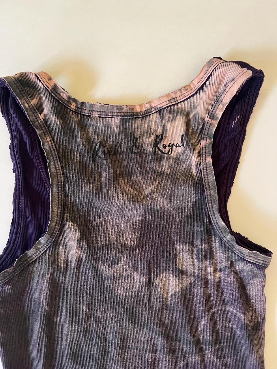 Gothic graphic tie dye long tank top