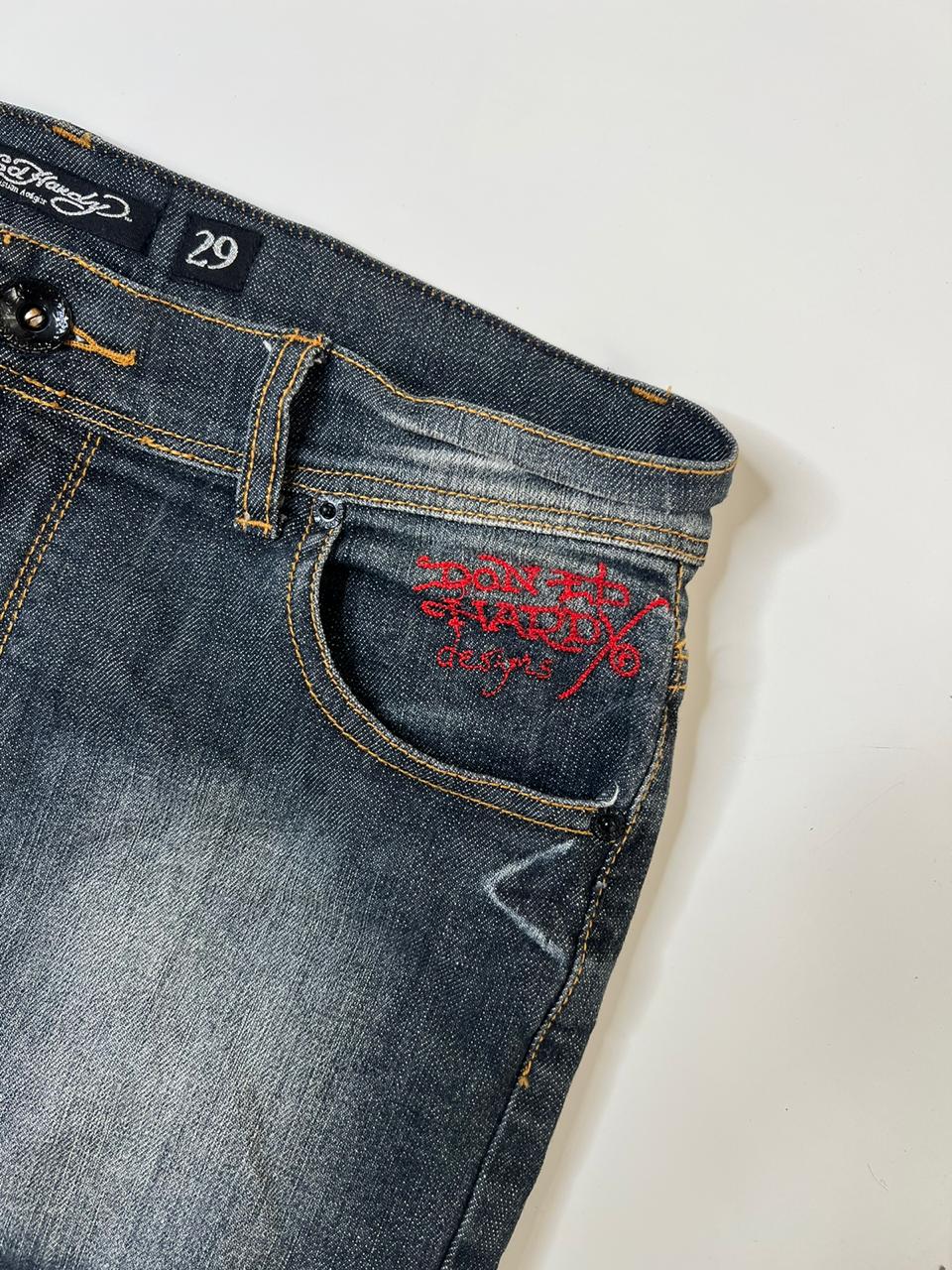 Ed Hardy y2k mini denim graphic skirt