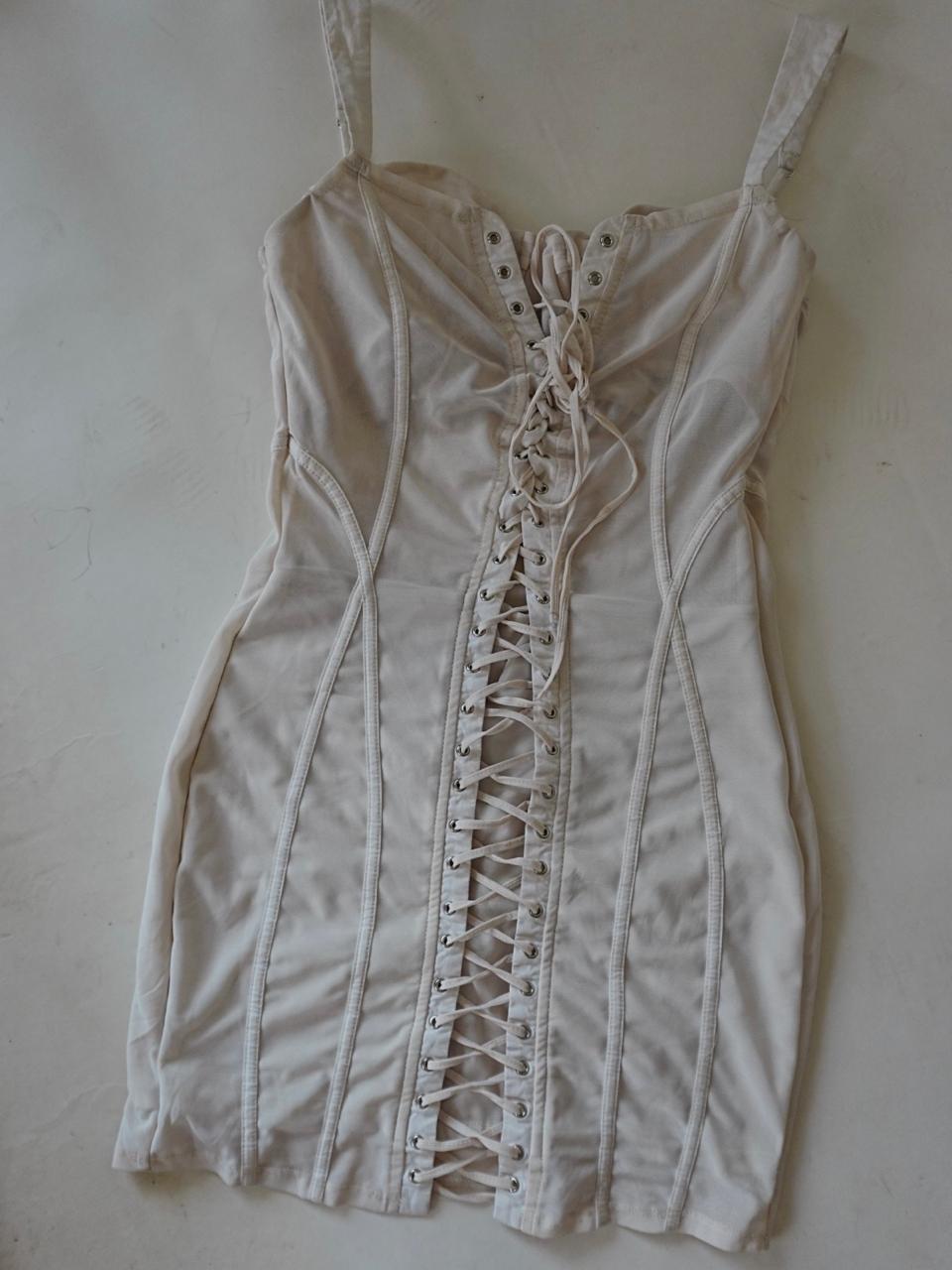 Oh Polly lace up mesh mini dress