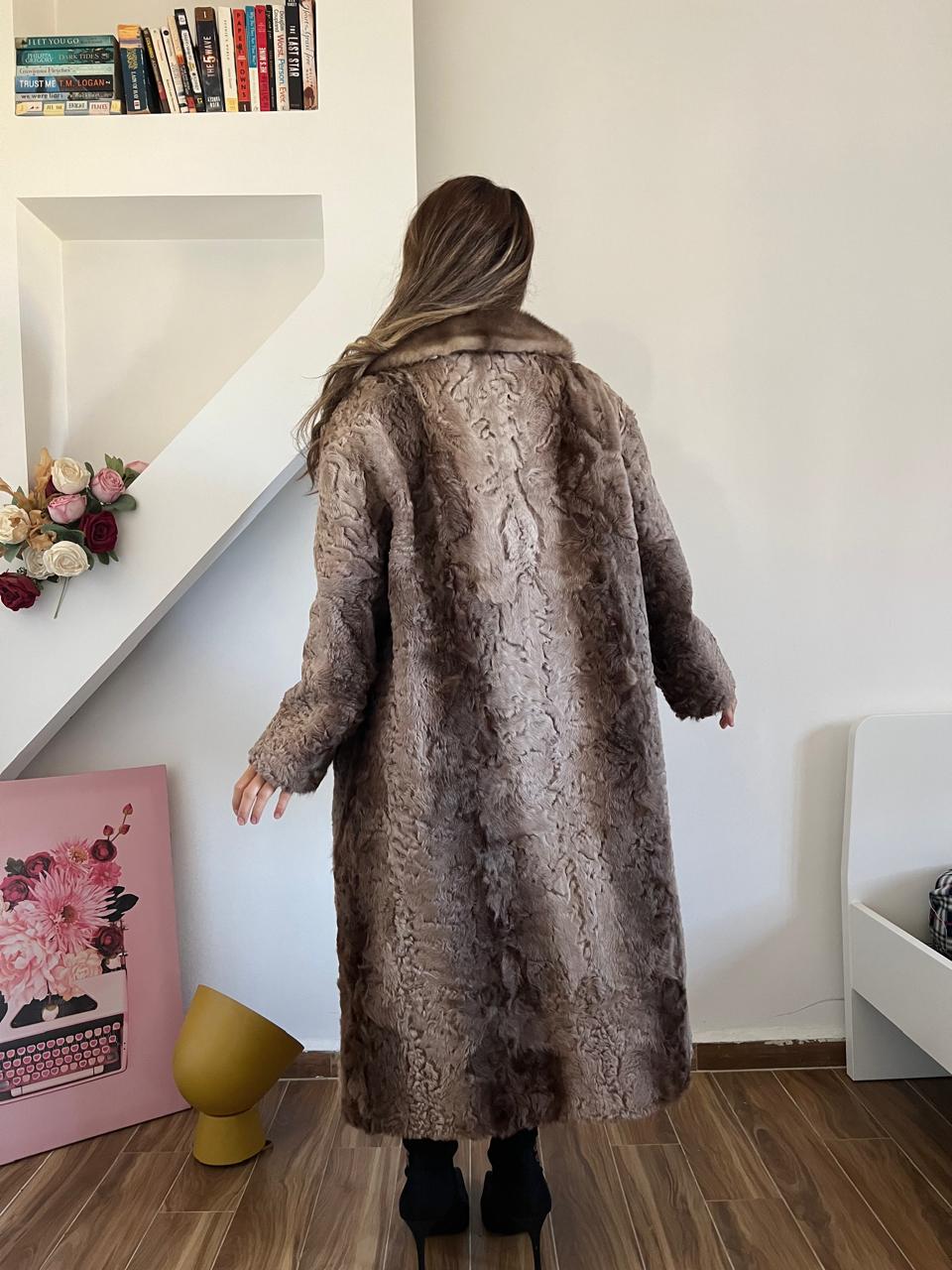 Karakul real long fur coat