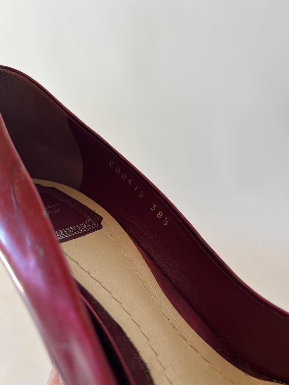 Dior metallic burgundy wedge pumps