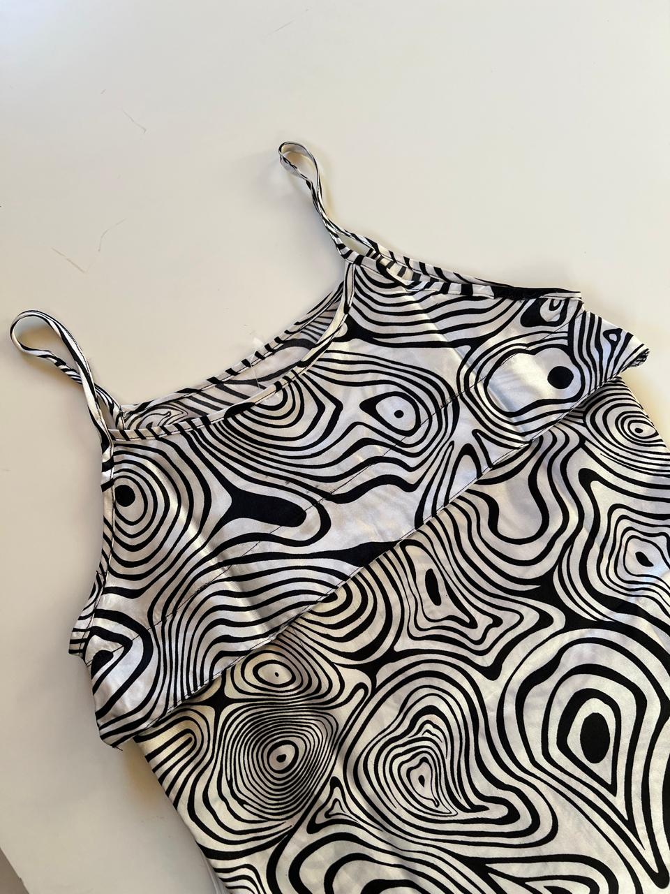 90s graphic satin maxi dress