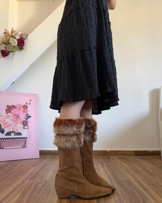 Fur suede boots