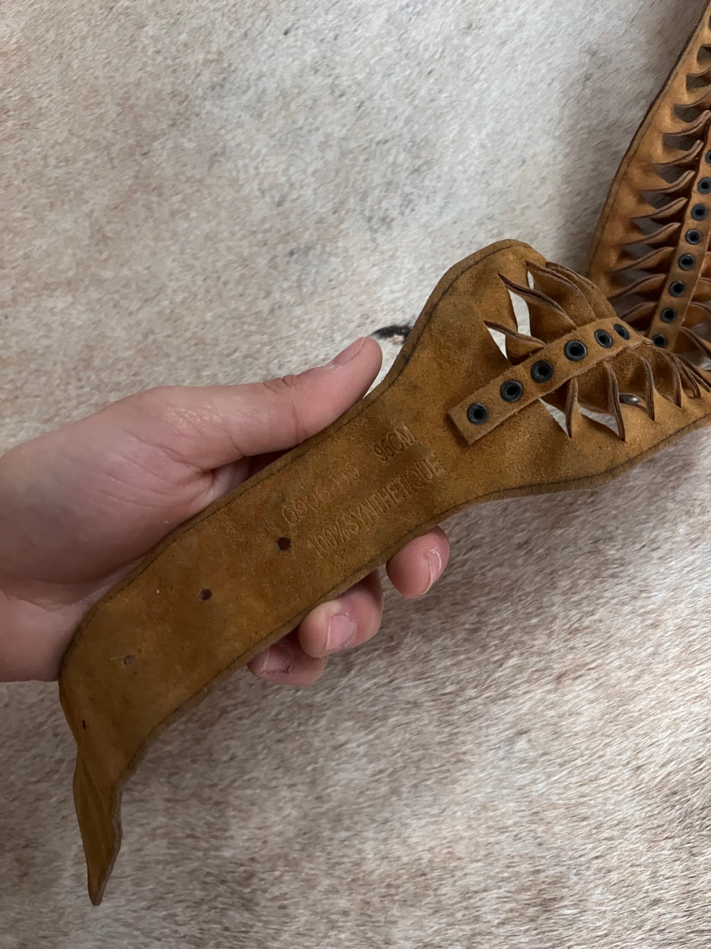 Leather suede studded belt