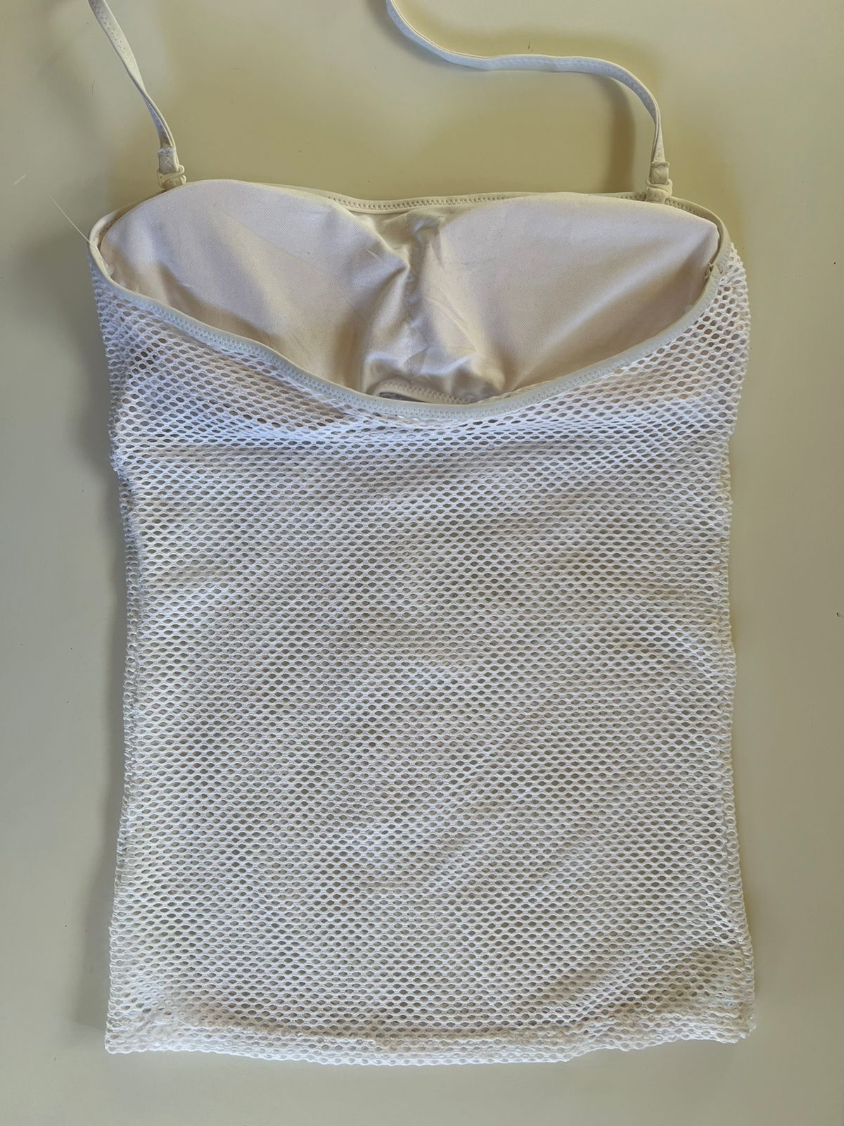 White fishnet sequin padded halter top