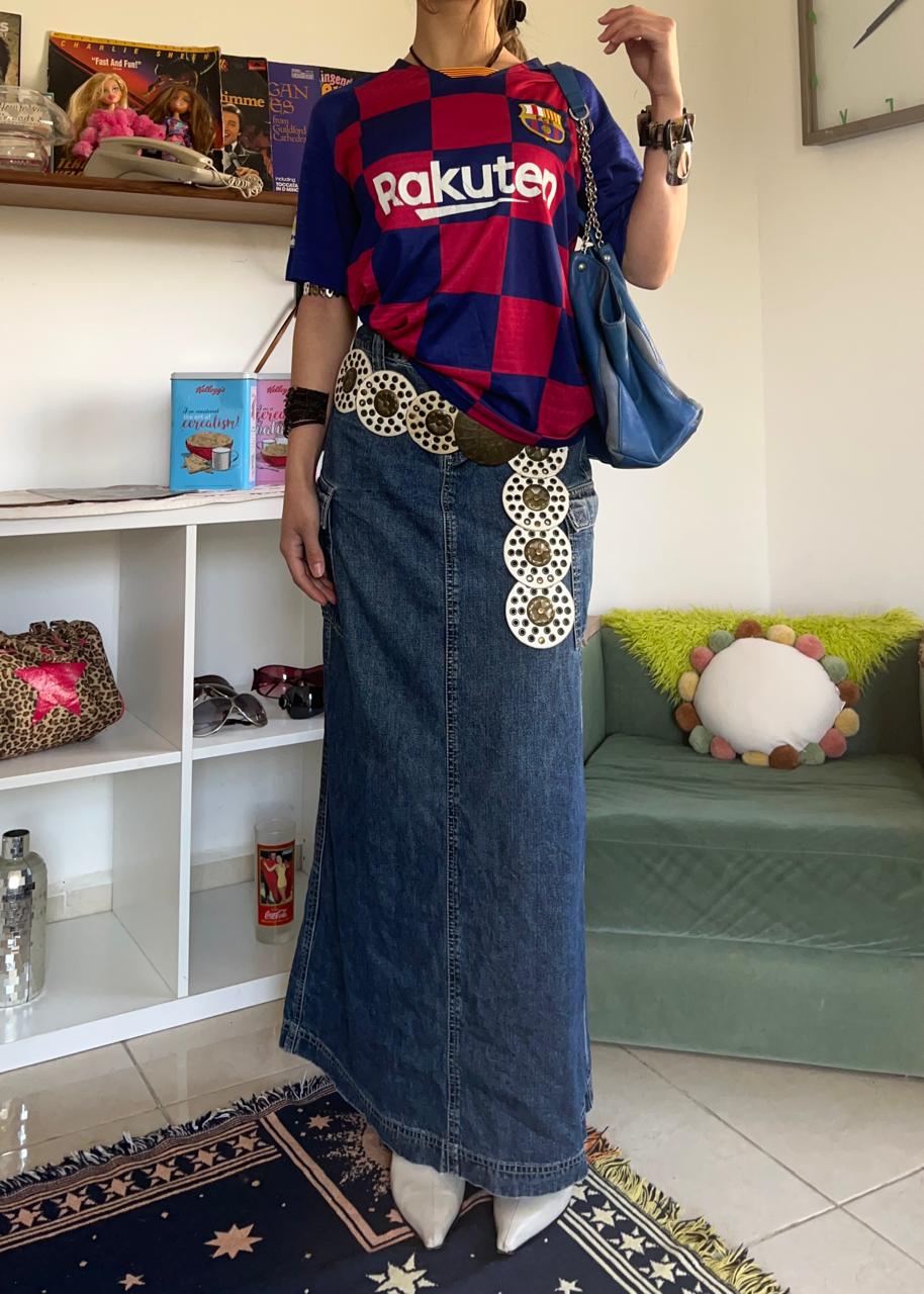 Mavi cargo denim maxi skirt