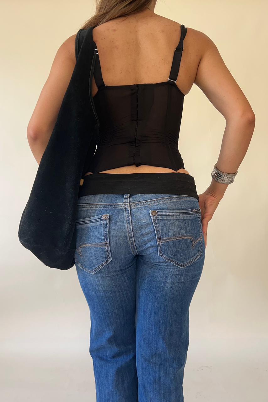 Black lace up corset
