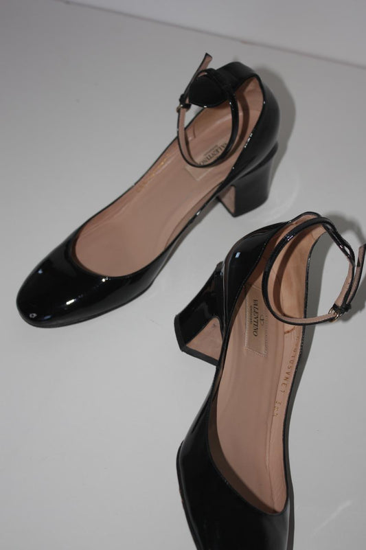 Valentino Garavani patent leather block heel pumps