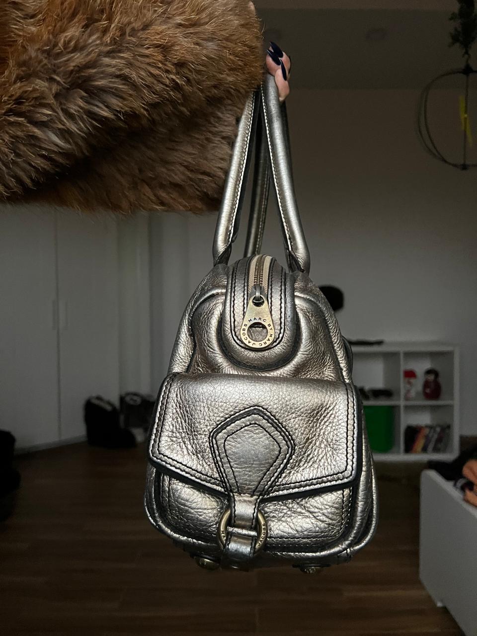 Marc Jacobs silver chrome leather bag