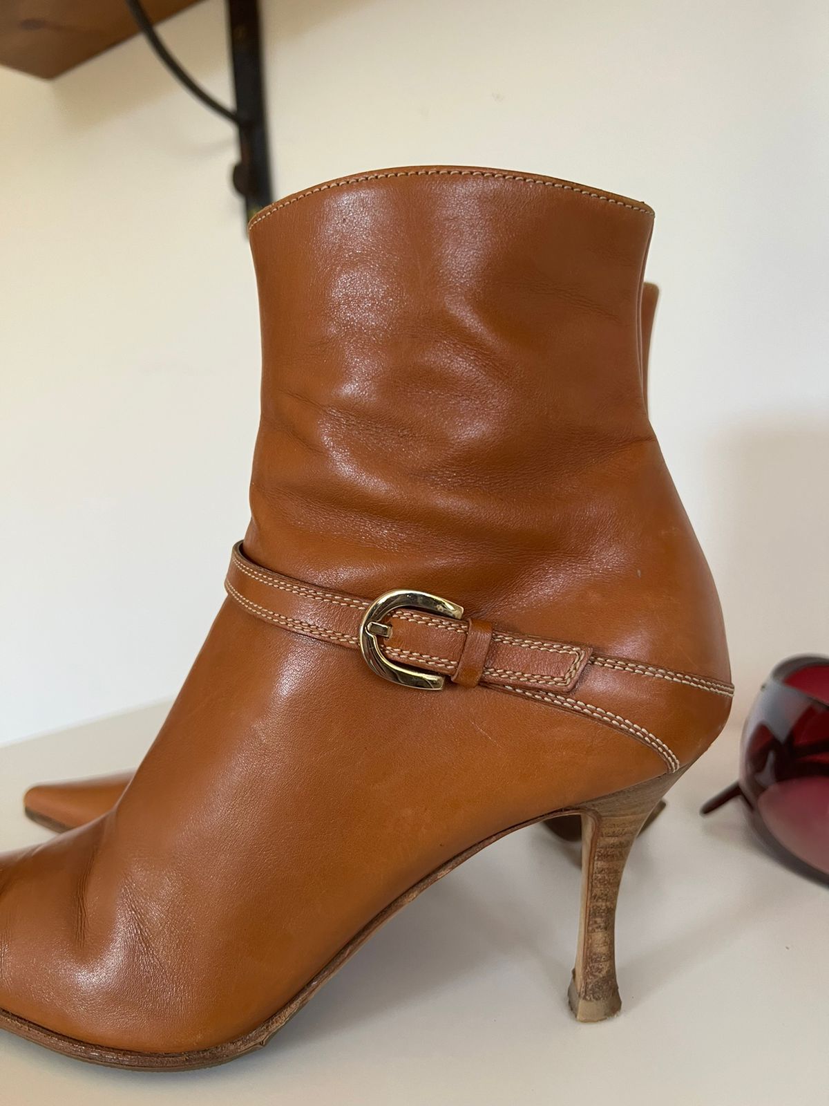 Sergio Rossi leather ankle high heeled boots
