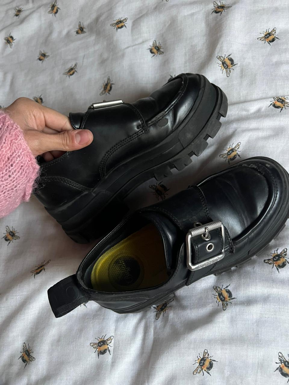 Buffalo leather chunky shoes