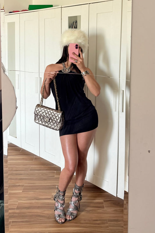 Mini black halter y2k dress