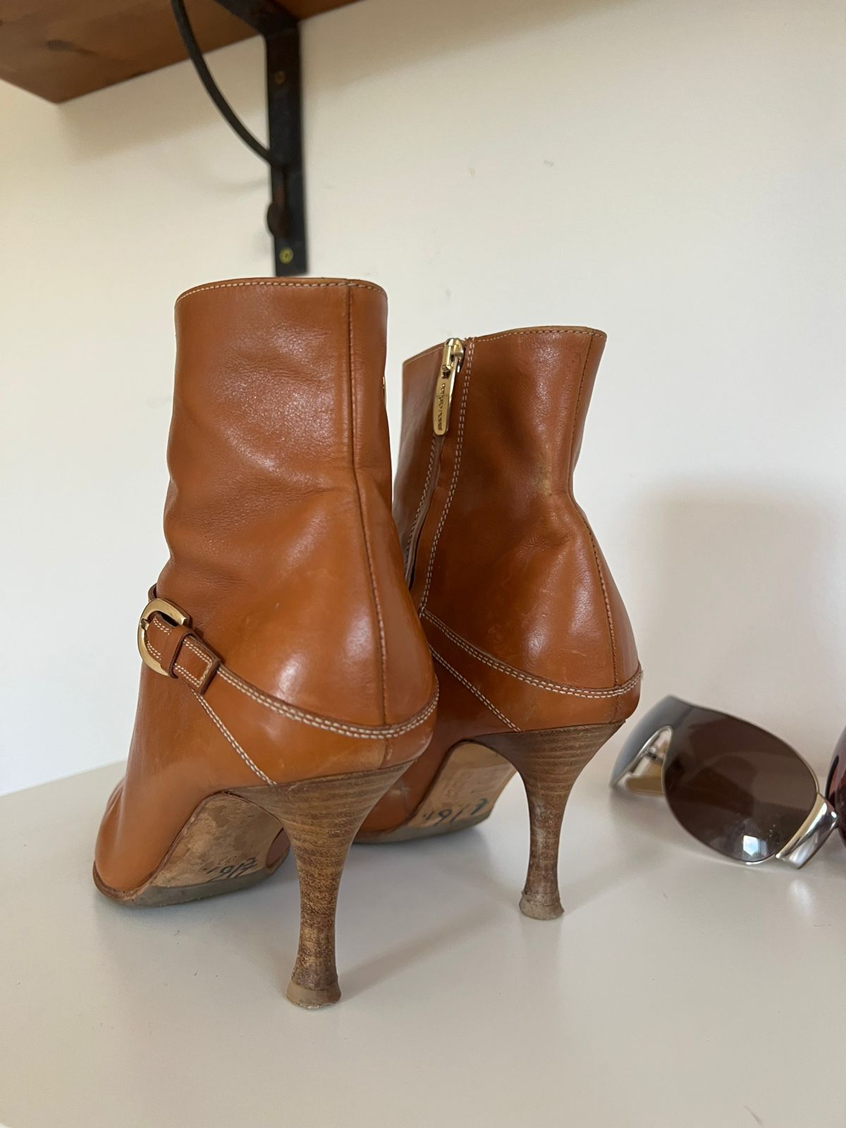 Sergio Rossi leather ankle high heeled boots