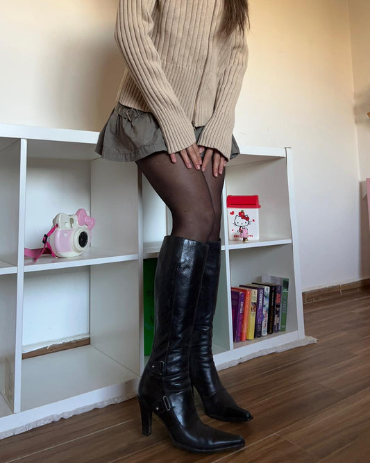 Vintage made in Italy leather pointy knee high boots