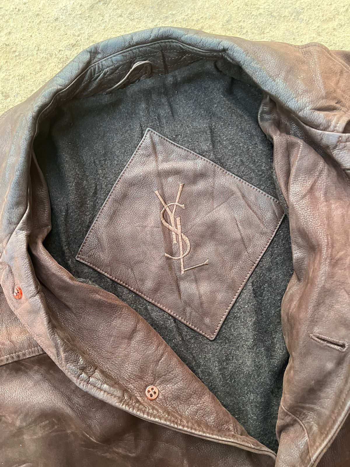 Ysl 90s brown leather coat